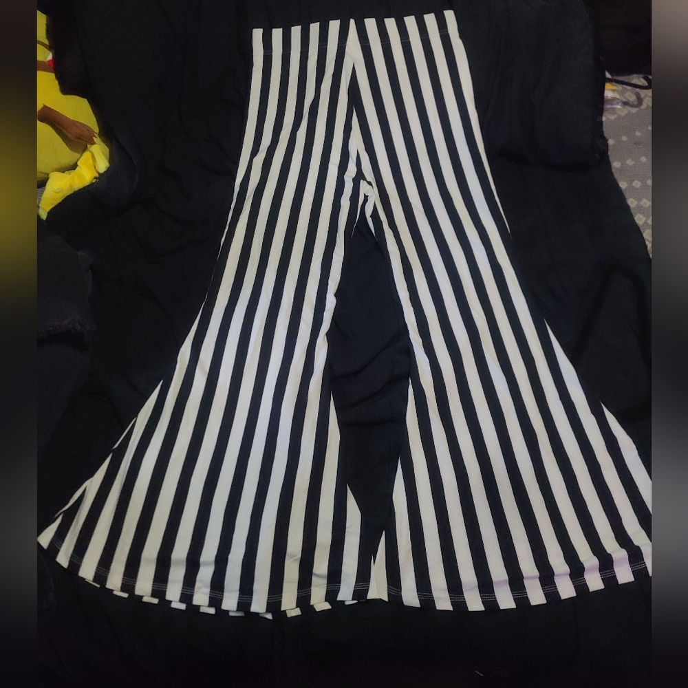 Black and White Beetle Flare Pants
